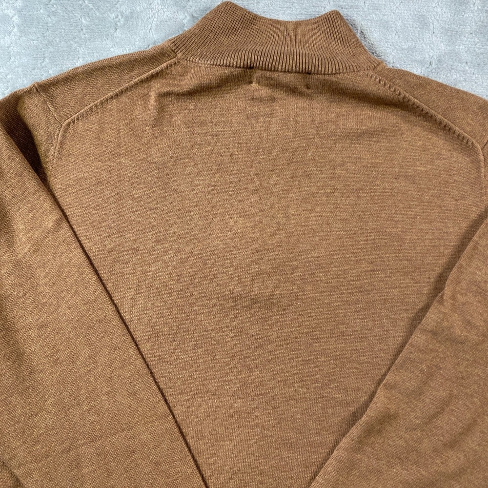 Roundtree Yorke 1/4 Zip Pullover Sweater Mens Medium Brown Office Minimalist - Picture 8 of 11